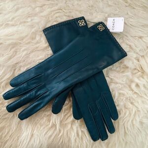 Coach Cashmere Lined Gloves NWT Petrol S